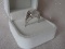 Ladies 14K White Gold, Rose Quartz & Diamond dress ring stamped 14K. Rose Q