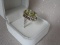 Ladies 14K White Gold, Quartz & Diamond dress ring stamped 14K. Lemon Quart