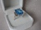 Ladies 10K White Gold Topaz & Diamond dress ring stamped 10K. Swiss Blue To