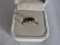 Ladies Estate 18K Gold dress ring stamped 18K. Five central sapphires, 9 di