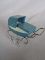 Miniature Tri-ang Spot-on 60s doll pram 8cm tall, blue hard plastic with ho