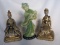 Five vintage Figurines:- Two Chinese pottery, Boy and wise Mother 32cm, gla
