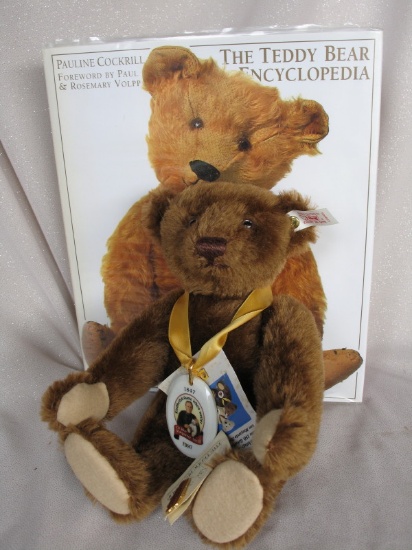 LE Steiff 150 Jubilee Bear brown mohair 28cm c1997. Squeaker, felt pads, br