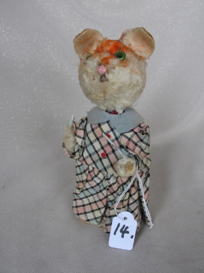 Working Japan 1950s Alps clockwork cat 19cm. Has key, moves head side to si