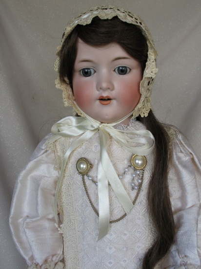 German Armand Marseille 390 'Dolly Face' bisque 29" (74cm) doll. Open mouth