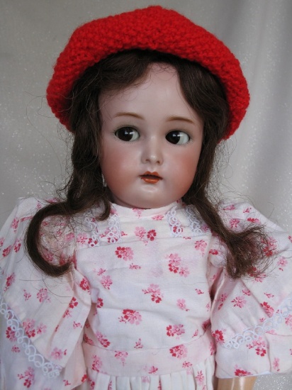 Bisque Simon & Halbig Flirty Child 19" (48cm). Open shaded mouth with peak