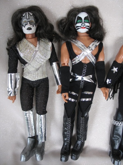 All original 1977 Mego 'Kiss' four action dolls 32cm. Paul Stanley, Peter C