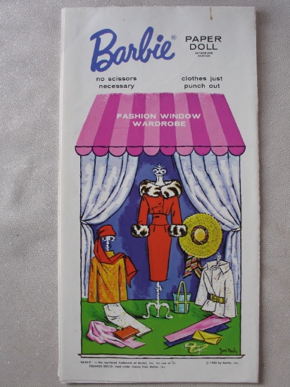 Eight uncut Whitman Barbie Paper Dolls 1965-90s.Include punch-out 1965 Fash