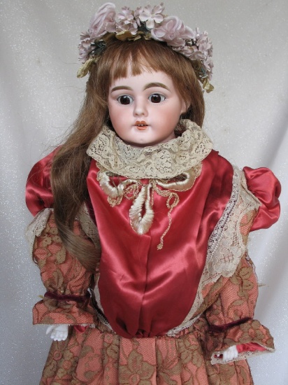 German Peter Scherf c1899 child, bisque shoulder head 24” (61cm). Brown gla