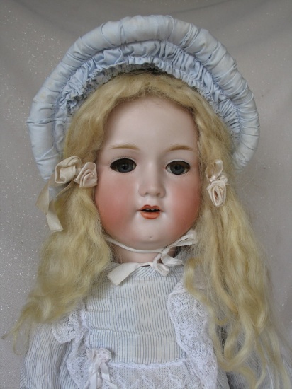 Companion Armand Marseille 390 'Dolly Face' bisque 30" (76cm). Open pink mo