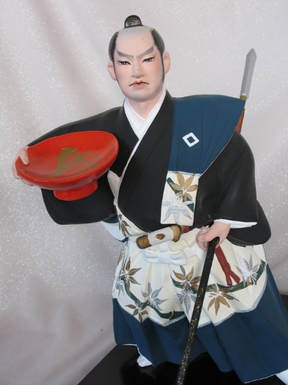 Japanese Hakata Ningyo 'Kurodabushi' young traditional warrior c1960s clay
