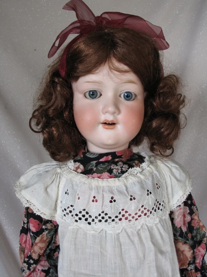 German Armand Marseille "My Dearie" 390n child bisque 29" (74cm). Blue glas