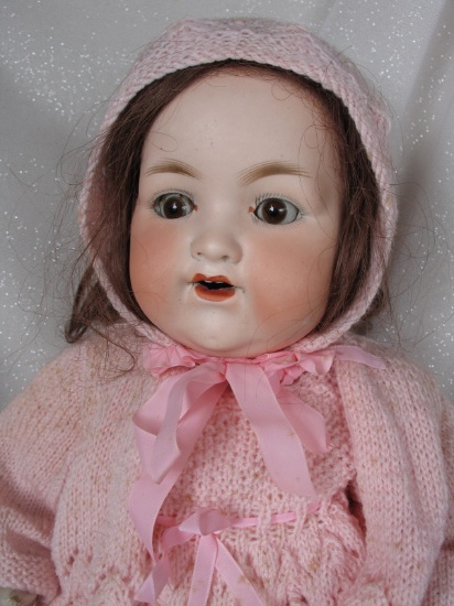 Bisque Armand Marseille 990 Baby 19" (48cm). Open red mouth has shading and