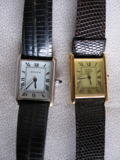 Two Estate Ladies watches:- Sandoz and French Emerich & Meerson. Rectangula