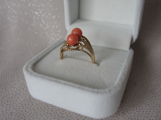 Two estate Gold Ladies Dress Rings size N:- 14K Gold in decorative setting,