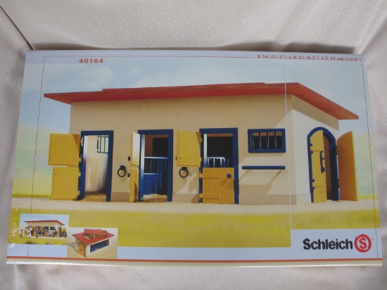 German NRFB Schleich "Horse Stables" #40164. Boxed Horse trailer #40185, bo
