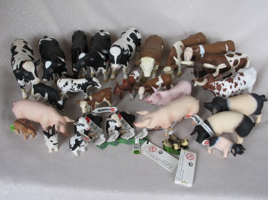 Collection of 90+ Schleich "Farm Animals":- Cattle of different breeds, pig