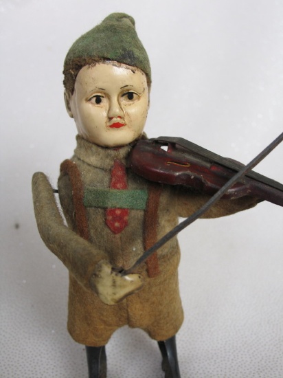 All original Schuco Violin Player 1930s, 13cm clockwork tin working but no