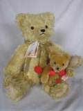 Three Teddy Hermann vintage Bears. Blonde mohair German 1960s Gebruder Herm