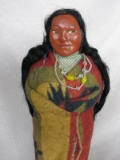 All original Bully Good Skookum Indian 31cm. Long black mohair wig, painted