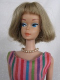 Mattel 1966 Barbie American Girl with a shiny ash-blonde center part hair w