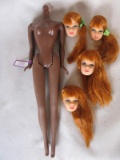 Mattel 60s Parts:- Four Barbie Talking Stacey 1968 #1125 heads. Titian side