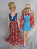 Mattel Barbie PJ 70s straight leg. Blonde pigtails, seed beads, lilac sungl