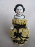 Antique Frozen Charolette 9.5cm in antique ribbon dress. Fits inside Papier