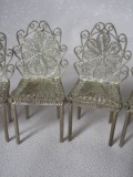 Set of Six Dollhouse filigree silver wire fancy vintage high back 7cm dinin