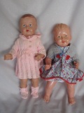 Two vintage Celluloid dolls:- English Palitoy toddler 42cm, all original pa
