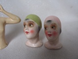 Ten French/German/Japan Half Dolls 6-9cm include Art Deco 6.5cm, two French