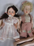 Two 50s English HP dolls, need restringing, applied mohair wigs. Pedigree D