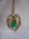 Ladies Estate 14K Gold necklace. Decorative heart design with independent c