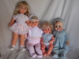Four 60-70s dolls:- French Bella vinyl girl 53cm, name bar brooch. Baby in