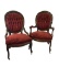 Pair of Antique walnut carved parlor chairs