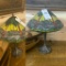 Modern stained glass lamp with dragonflies