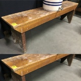 Long Wooden Crock Bench From Farm House