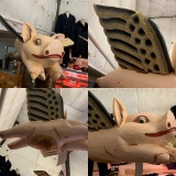 Folk Art Style Wooden Flying Pig