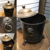 Antique Copper Lion Footed Cauldron