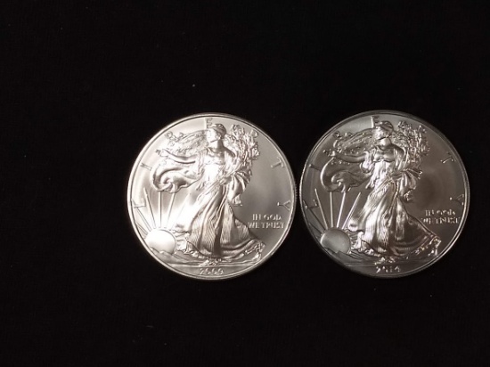 2 U.S SILVER AMERICAN EAGLES