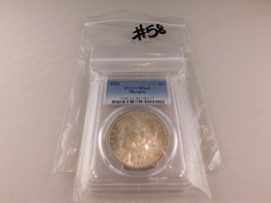 PCGS MS 63 MORGAN 1921 PHIL MORGAN DOLLAR