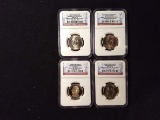 4 NGC SLABBED PRESIDENTIAL DOLLARS