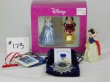 Four Disney Princess Handcrafted Glass Ornaments