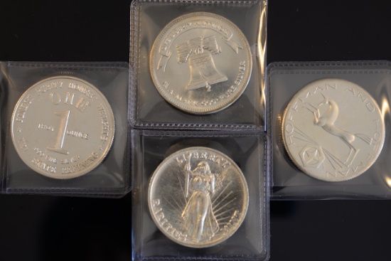 Four 1 Ounce Fine  Silver Coins