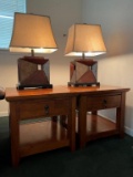 PAIR DICK IDOL END TABLES AND PAIR LAMPS