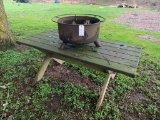 FIREPIT AND WOOD TABLE