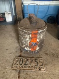 VINTAGE 76 GAS CAN AND 1949 OREGON LICENSE PLATE