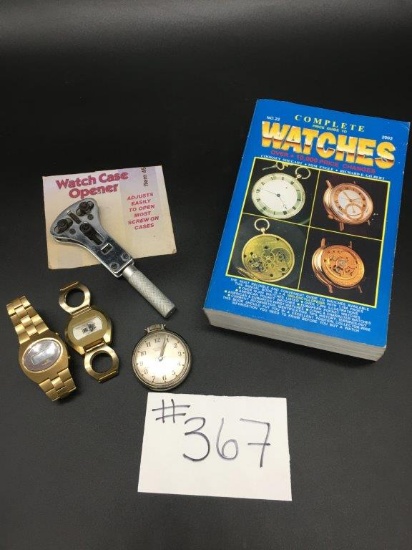 WATCH COLLECTOR'S BOOK, WATCHES, AND WATCH OPENER