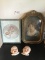 ANTIQUE FRAMED PHOTO, ANTIQUE BABY WALL BUSTS
