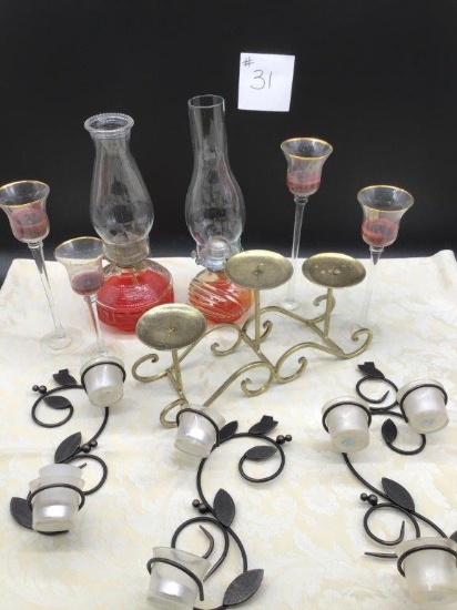 OIL LAMPS AND CANDLE HOLDERS